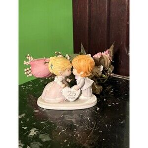 25th Anniversary Happily Ever After Bride and Groom Figurine Cake Topper Enesco